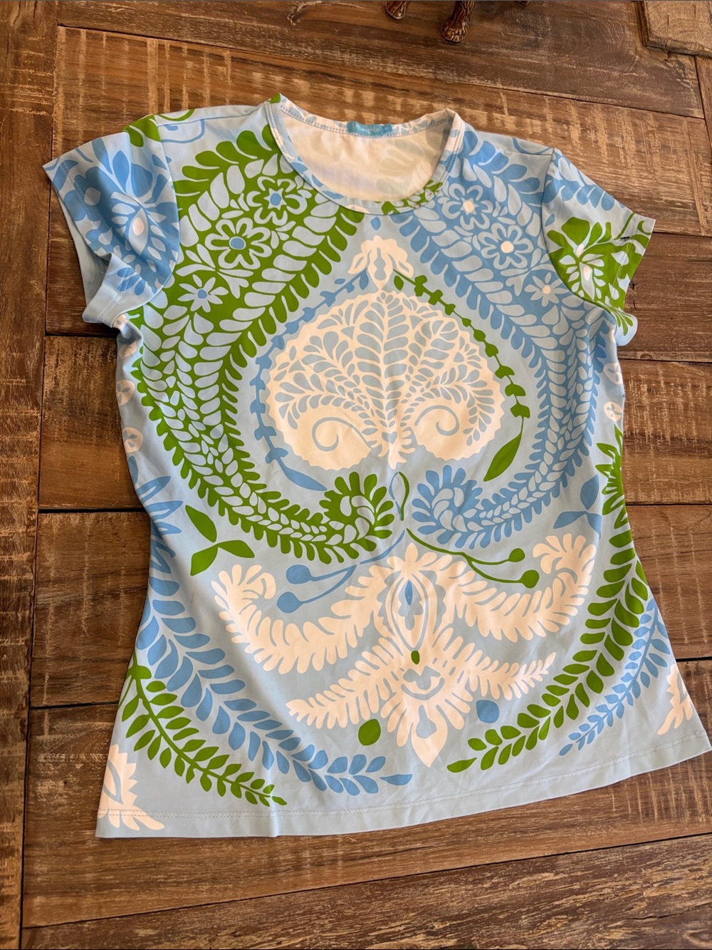 J.Mclaughlin Catalina Cloth Shirt Top Stretch Short Sleeve Women's M EUC